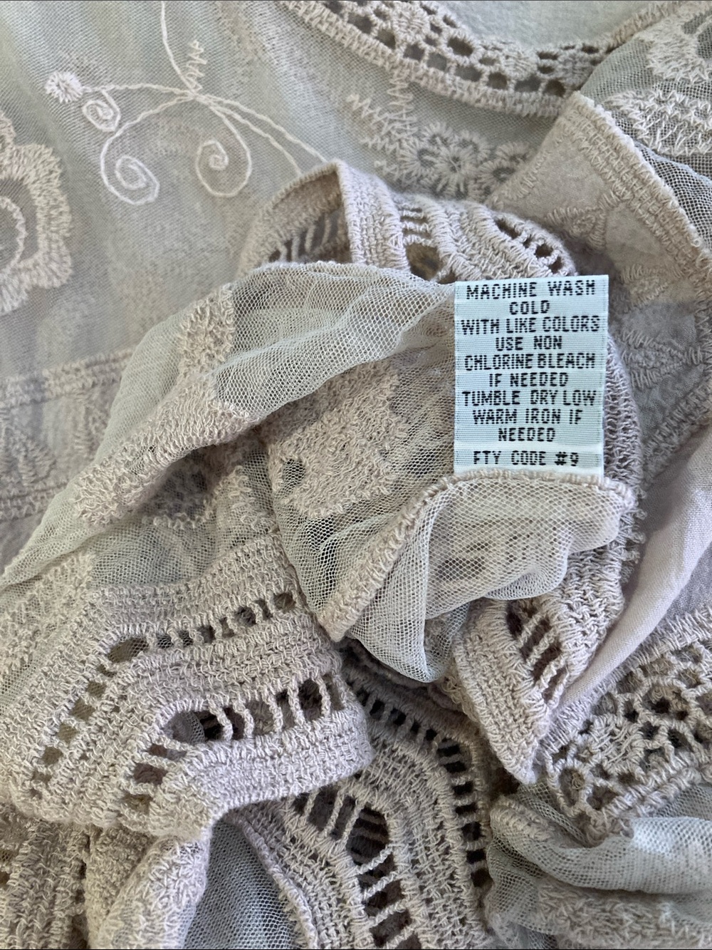 Rebellion Mocha tan Embroidered Crochet-Trim Blouse - Picture 6 of 7